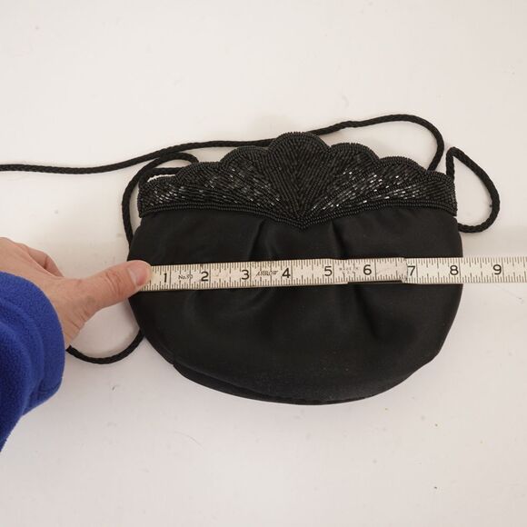 Andre Cellini Black Clam Shell Top Beaded Hand Bag - Picture 15 of 15